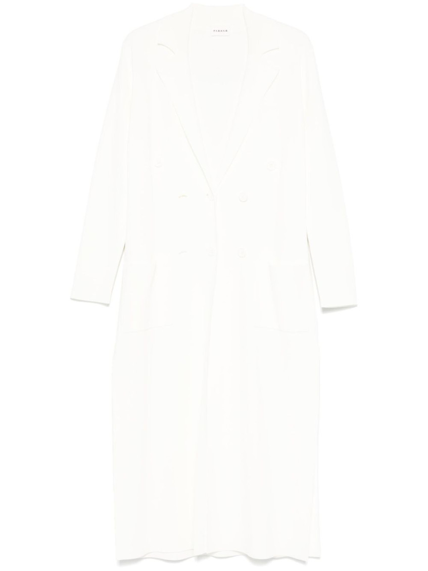 White Long Jacket With Classic Lapels In Viscose Blend Woman