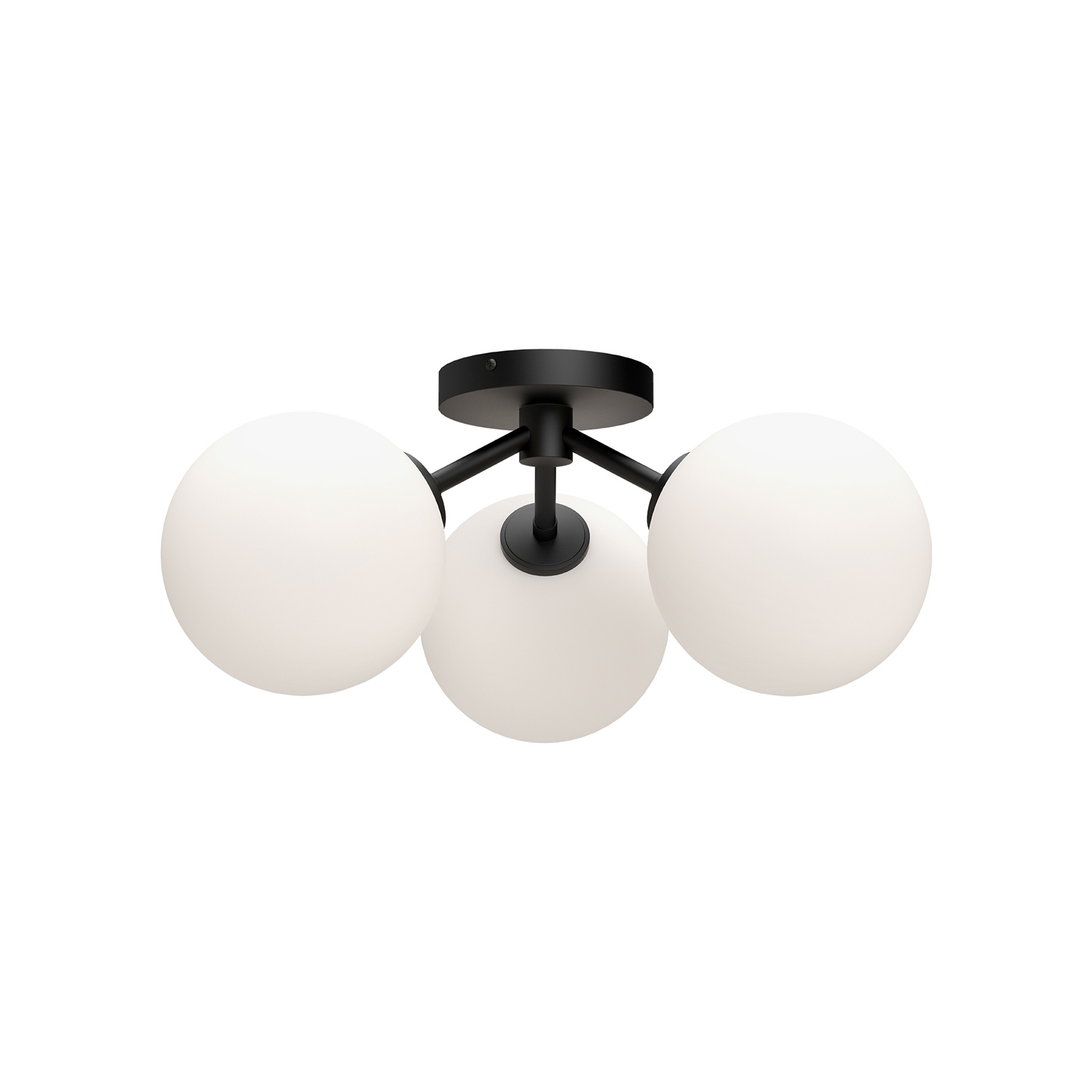 Matte Black Opal Matte Glass Three Light Semi-Flush Mount from the Cassia Collection