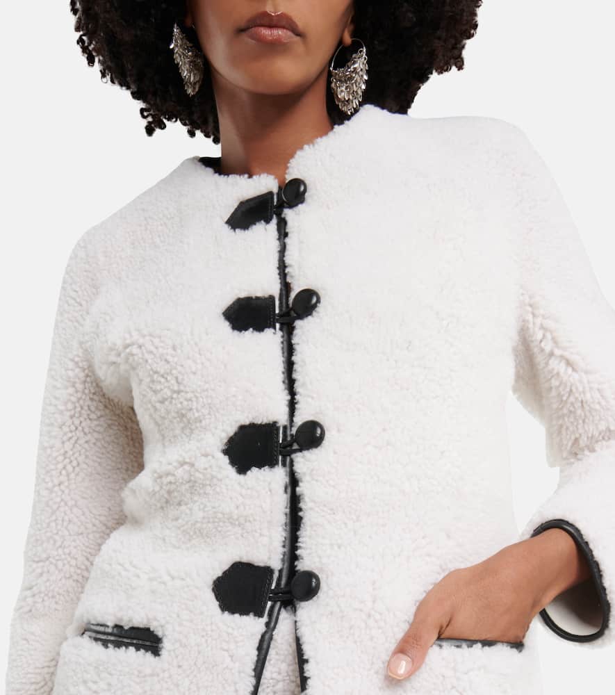 Leather-trimmed shearling jacket