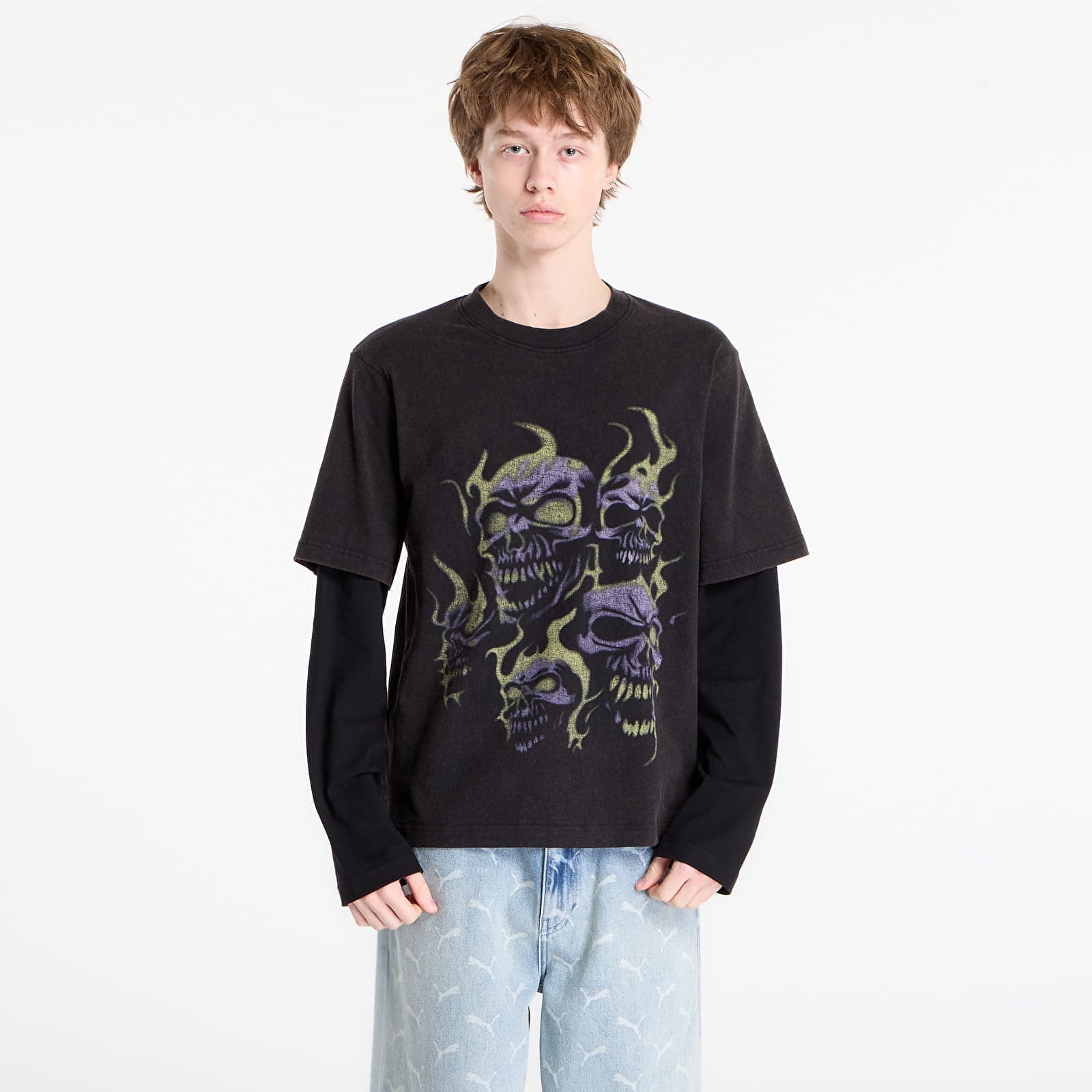 T-shirt Wasted Paris M Skull T Age Faded Black/ Black