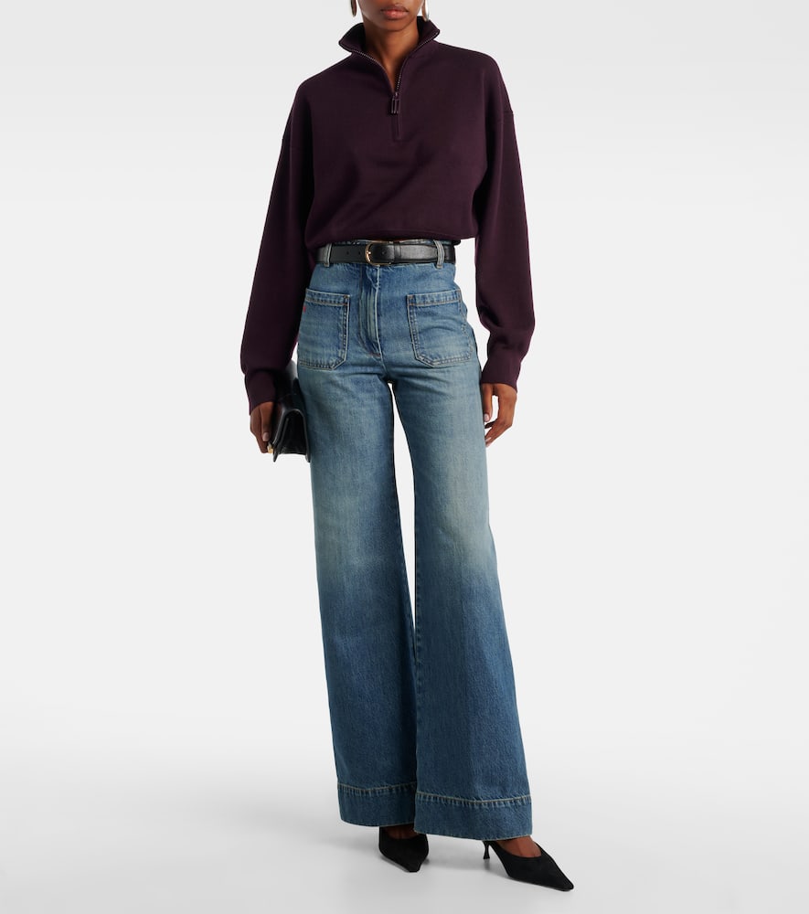 Wool-blend half-zip sweater