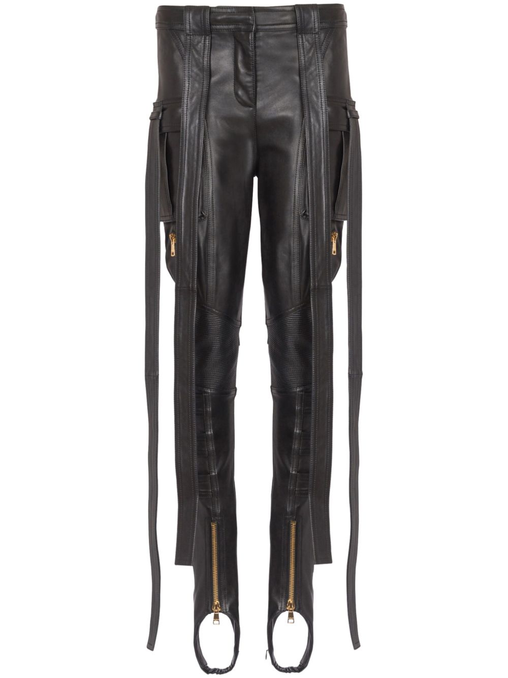 Leather cargo trousers - Black
