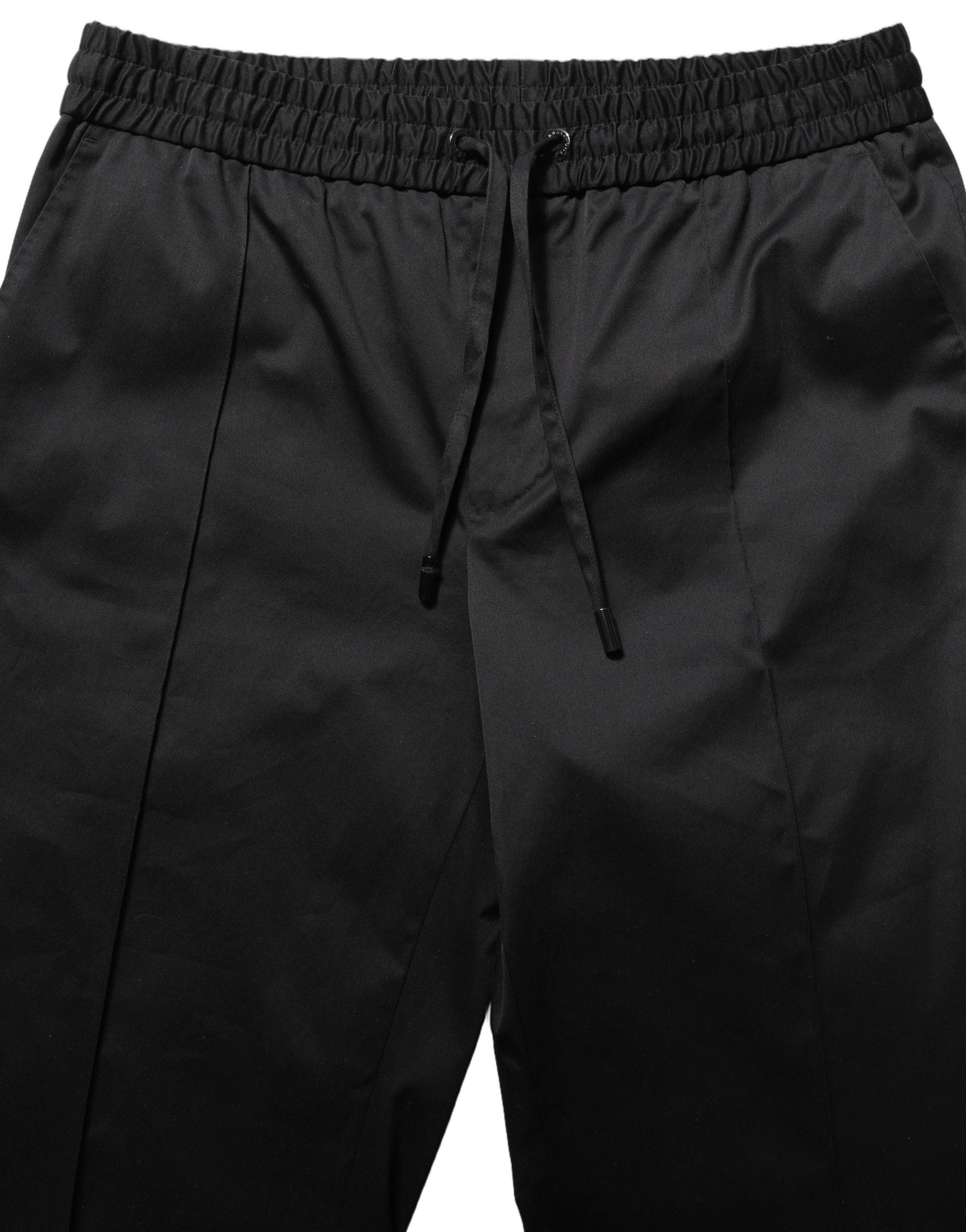 Cotton Drawstring Joggers — Black