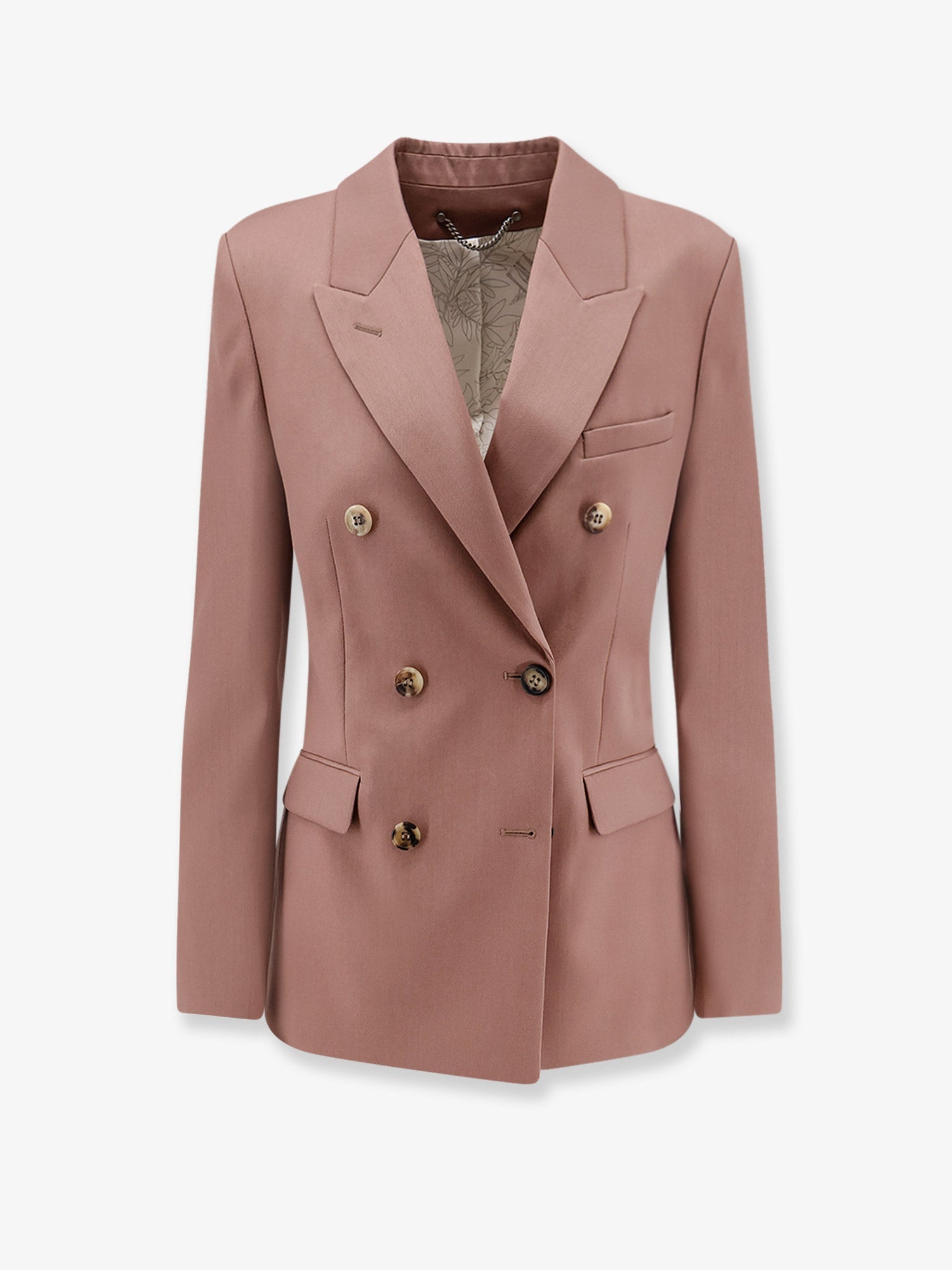 Virgin Wool Double-Breasted Blazer — Pink