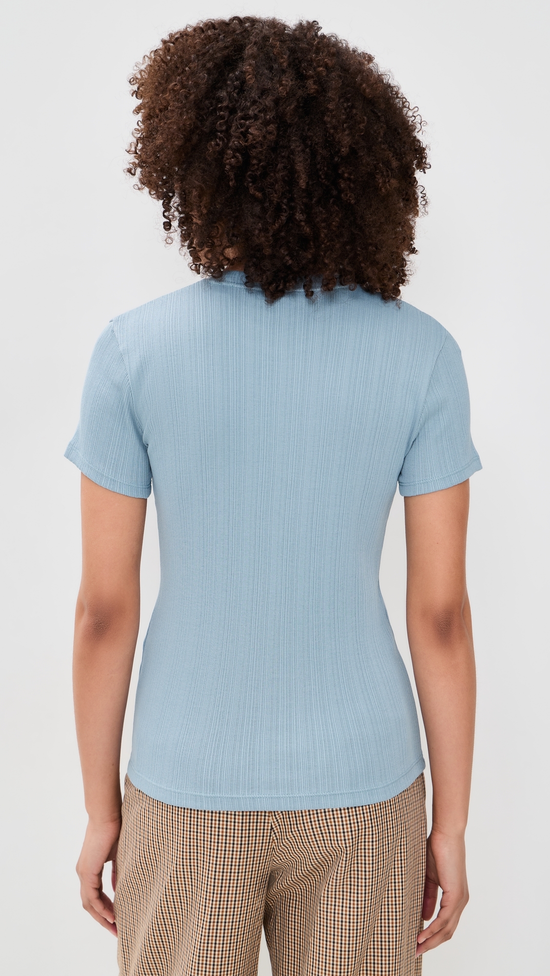 Ribbed Mock Neck Tee Del Mar