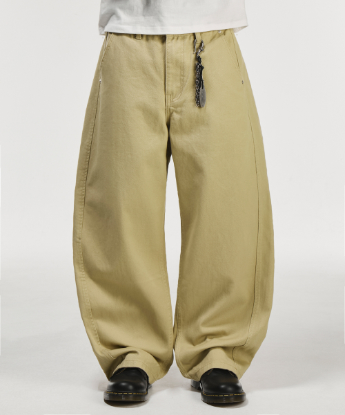 Curved Side Panel Cotton Pants
