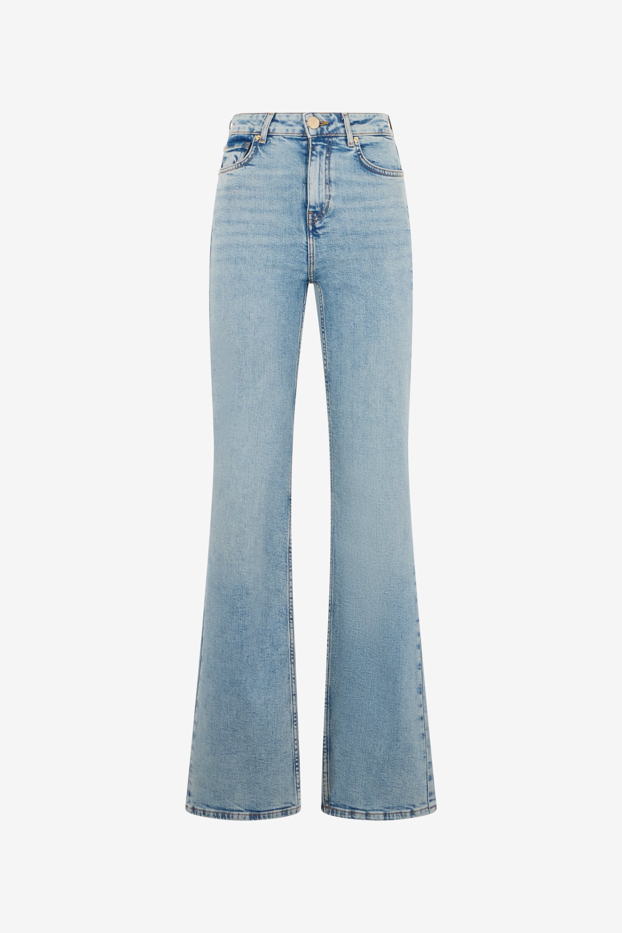 Light Blue Flared Jeans With Monogram Rc