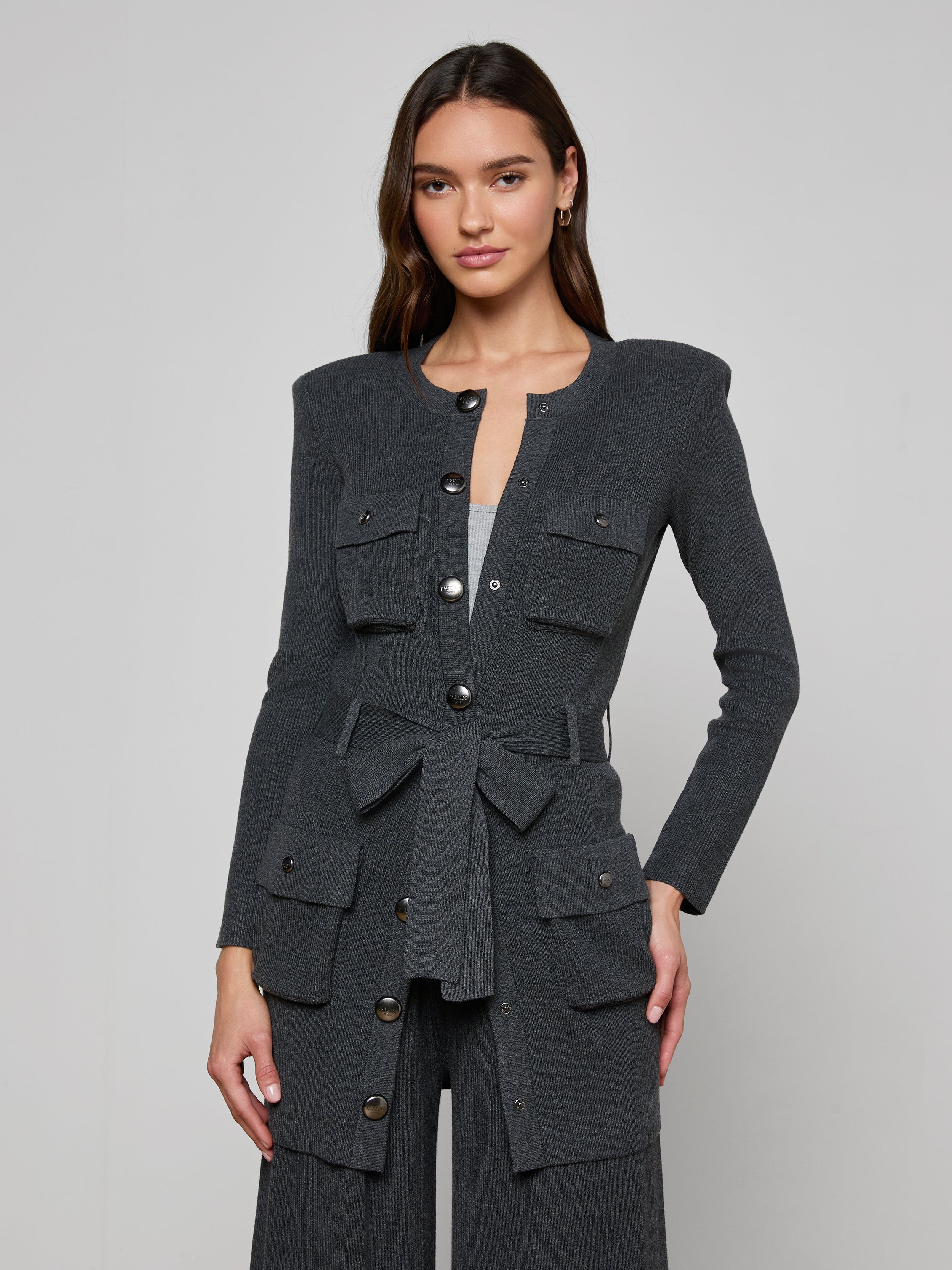 Lore Cardigan In Charcoal Grey/gunmetal