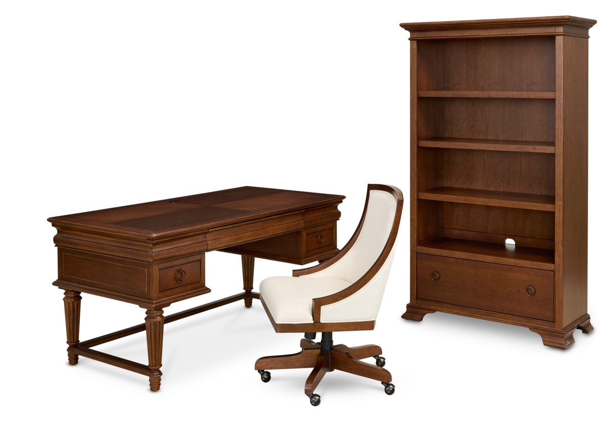 Nelman Home Office 3-PieceSet (Writing Desk, Desk Chair & Bookcase) - Brown