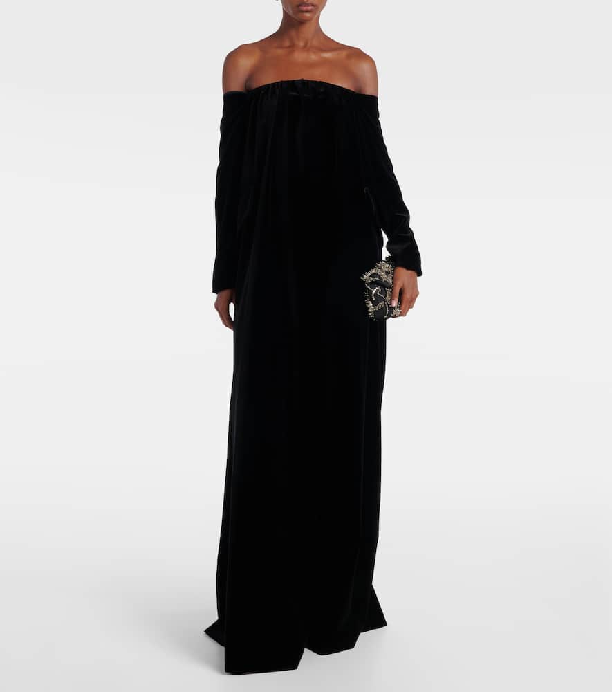 Open-back cotton velvet gown