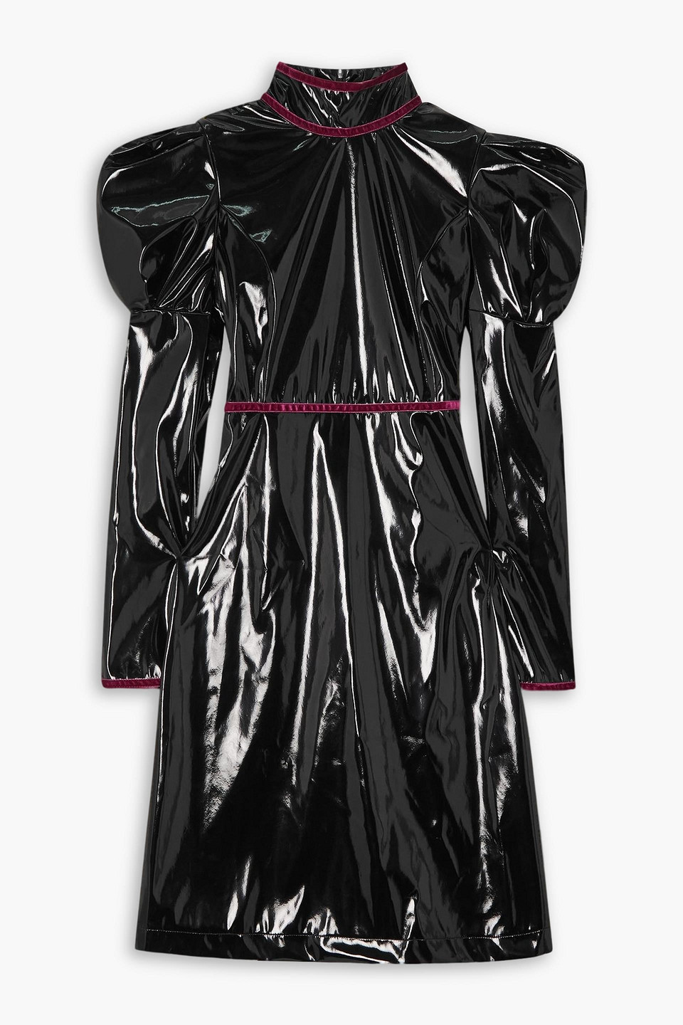 Tate velvet-trimmed vinyl dress - Black - US 2