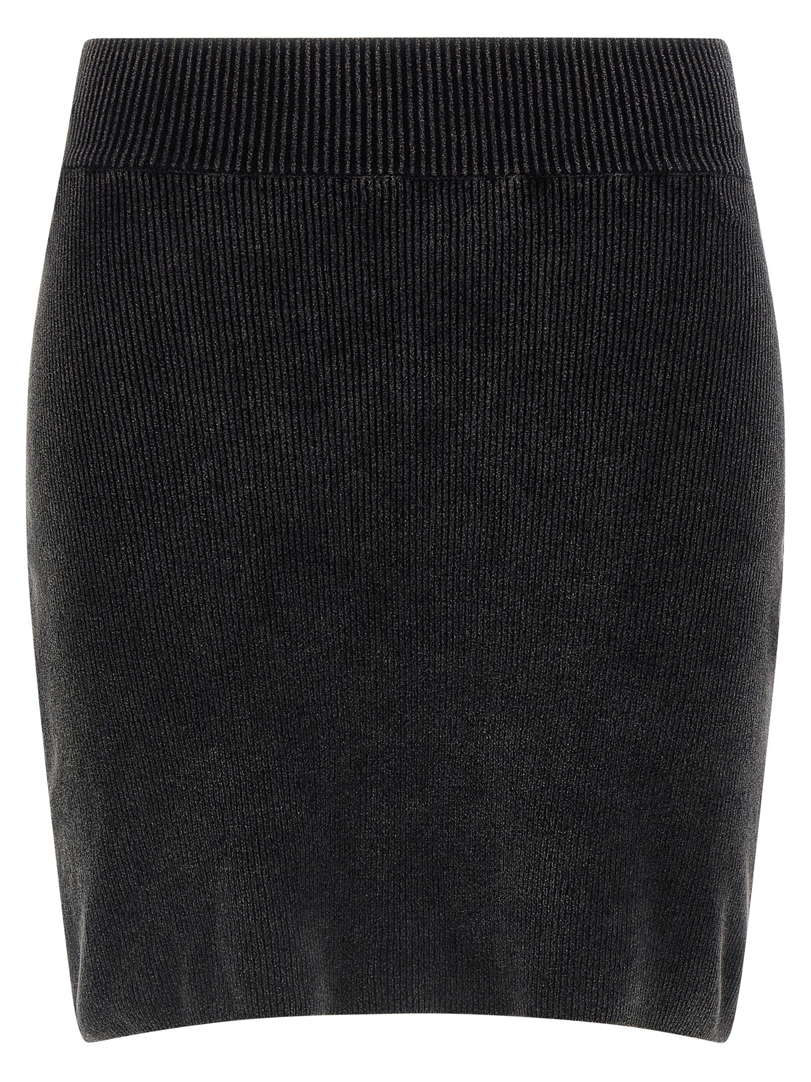 Ribbed Chenille Miniskirt — Black