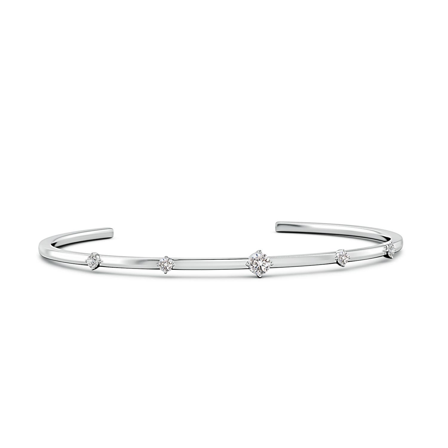 Angara 0.51 CTW Five-Stone Round Diamond Station Cuff Bracelet in 18K White Gold