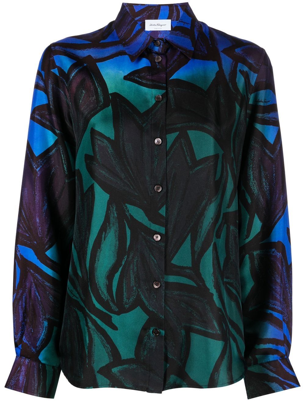 Graphic-print silk shirt - Black