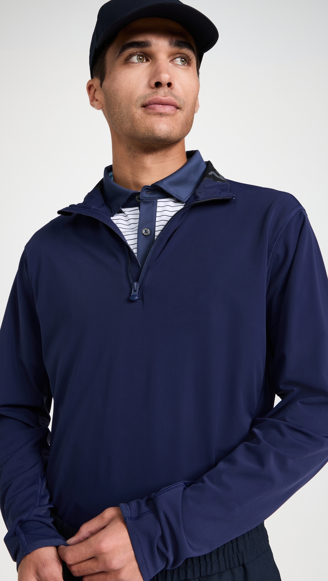 Tate Mock Neck Quarter Zip Maltese Blue