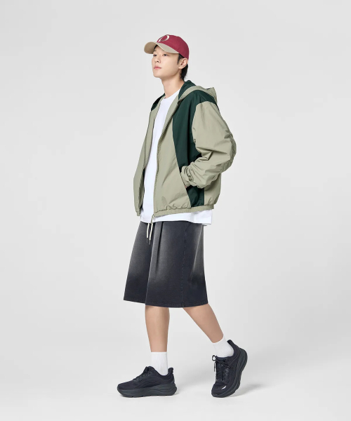 Side Seam Cut Two-Tone Windbreaker