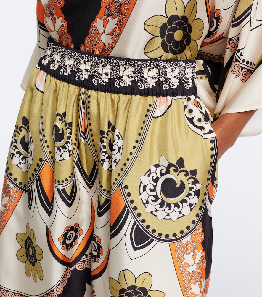 Printed silk twill Bermuda shorts