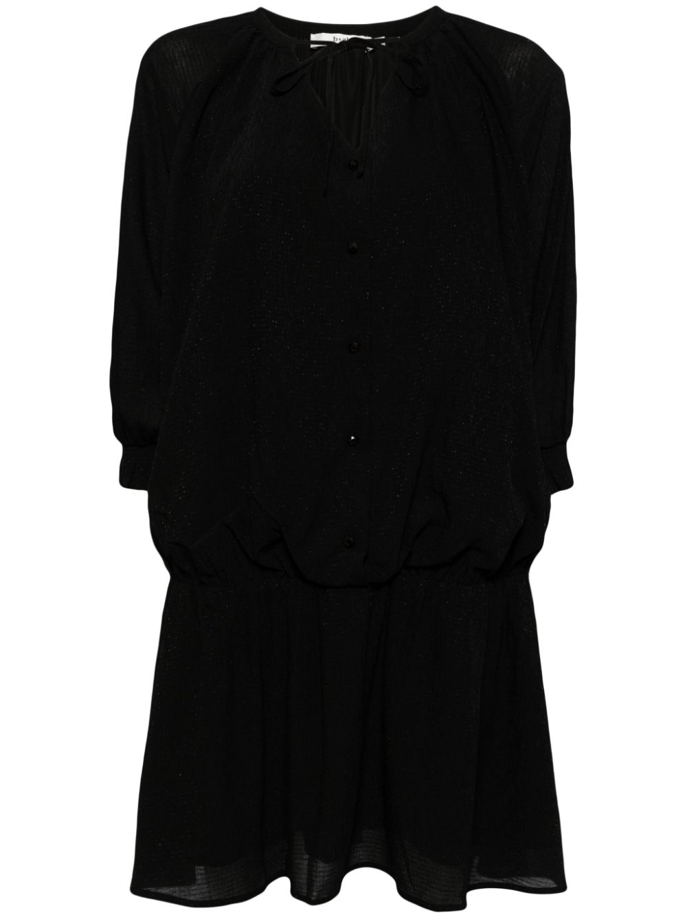 Lurex-detail round-collar minidress - Black