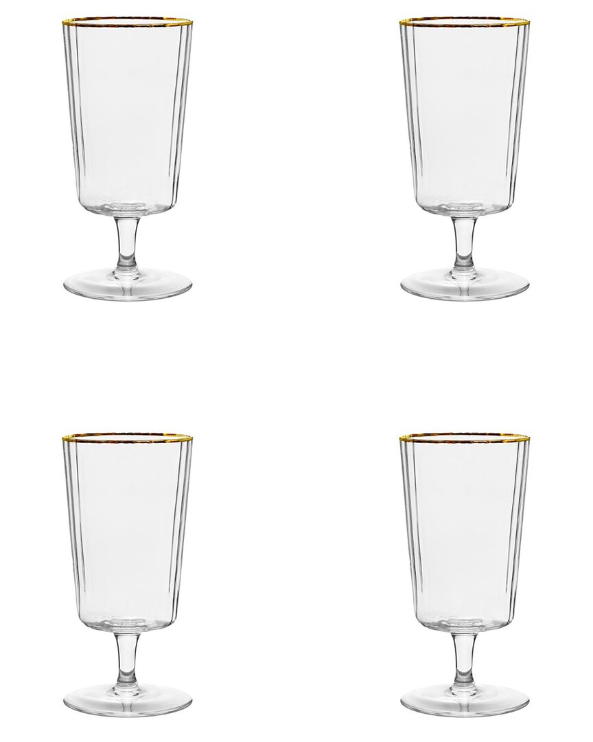 Set of 4 Grace Gold Rim Glassware: Water Goblet