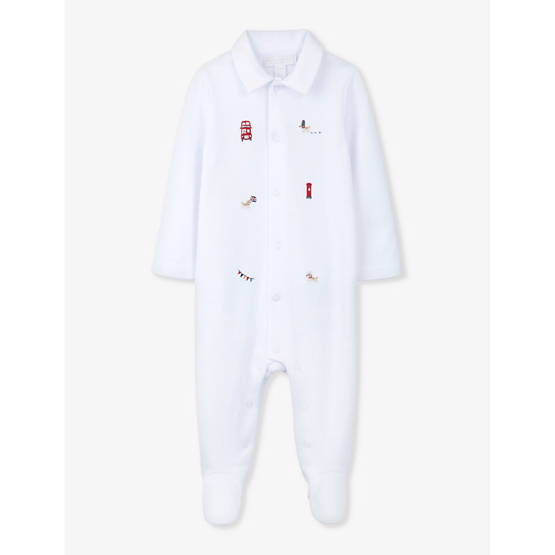 White London Embroidered Organic-cotton Babygrow 