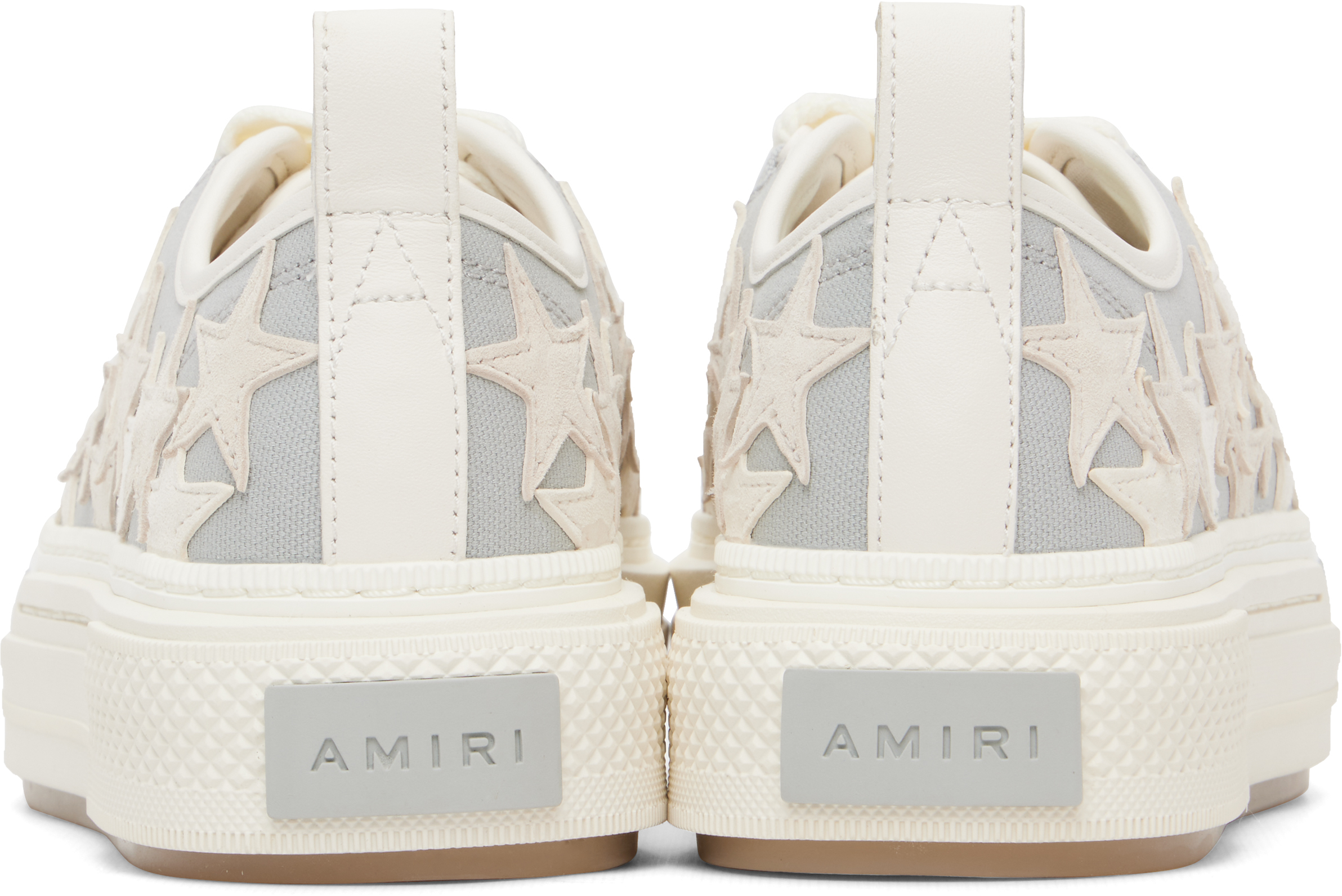 White & Grey Stars Court Low Sneakers