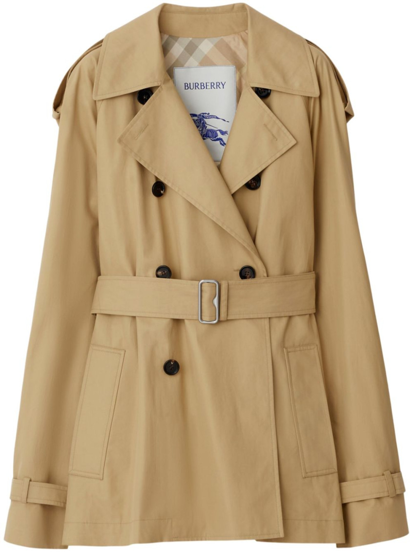 Beige Double-breasted Button Trench Coat