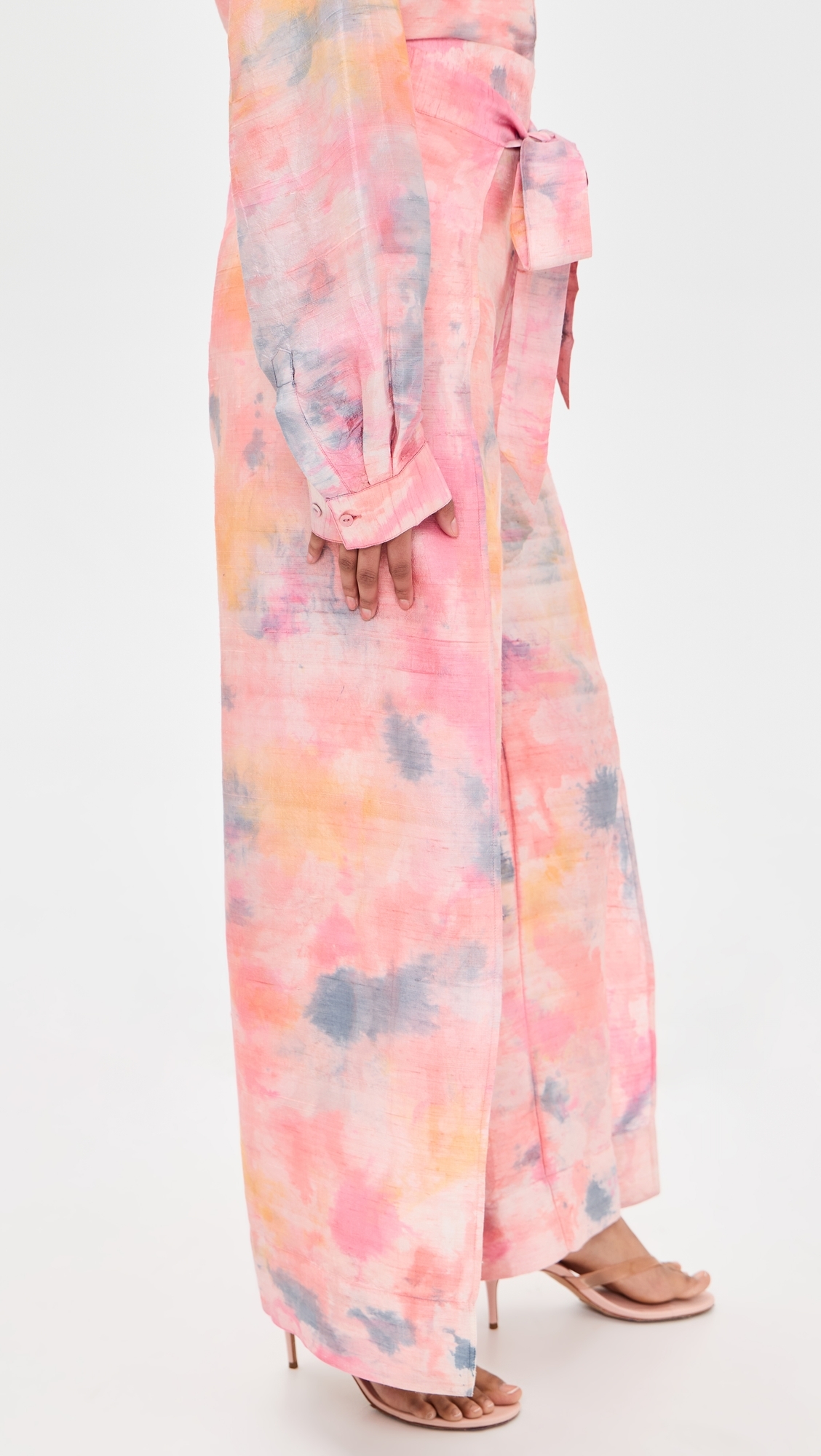 Two Panel Wrap Silk Pants Tropical Storm Hand Dye