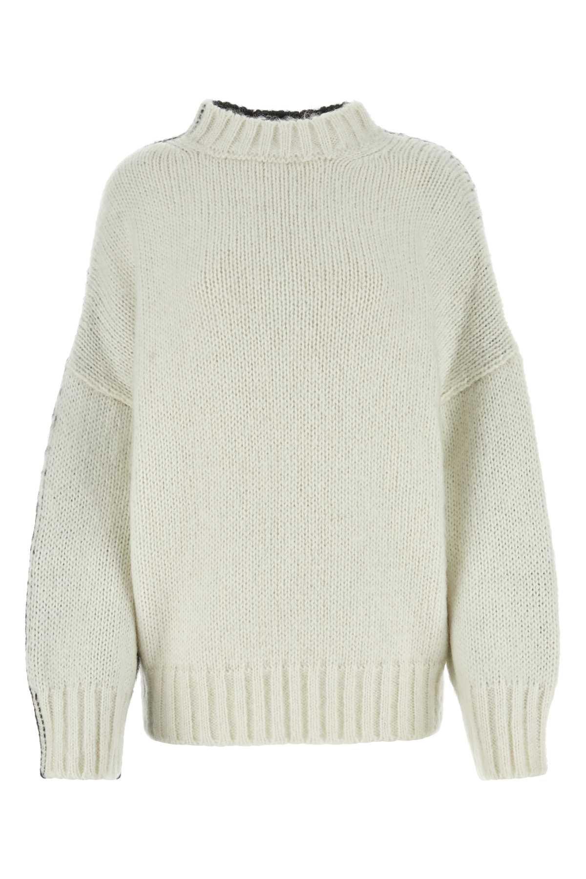 Two-Tone Acrylic Blend Sweater — White