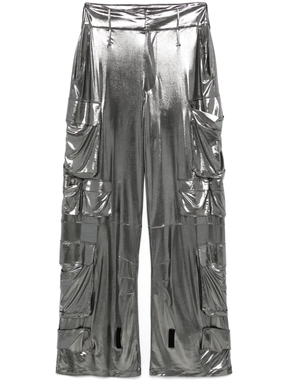 Lamé-effect cargo pants - Grey