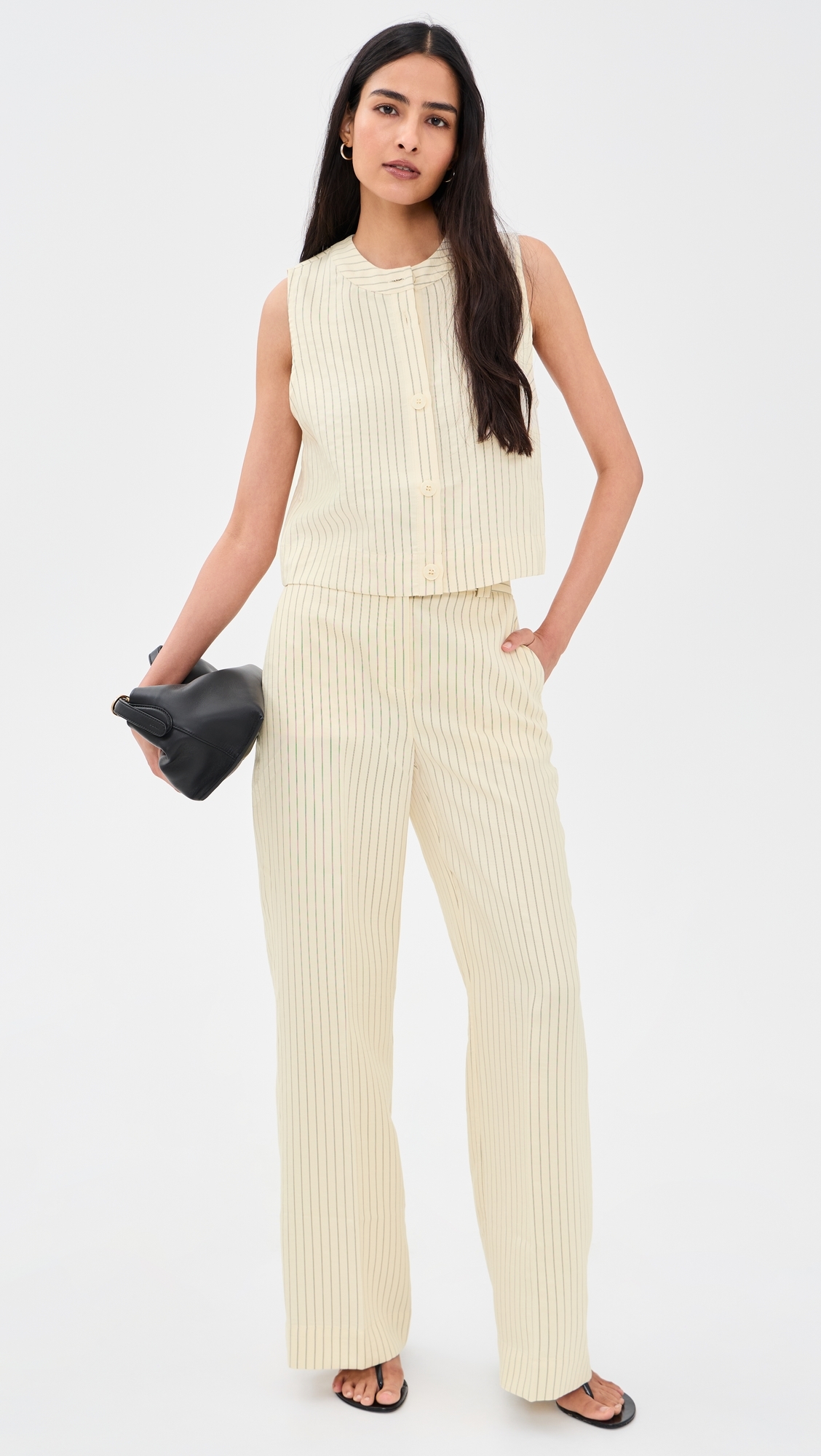 The Fine Line Pants Cream Pinstripe