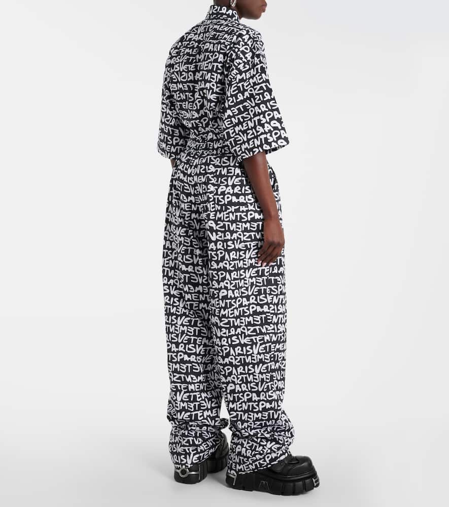 Printed high-rise cotton wide-leg pants