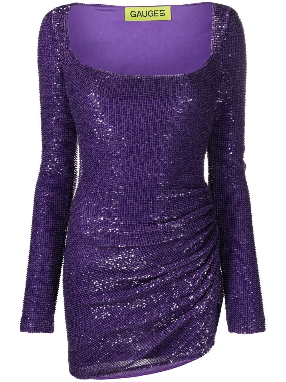 Sequin-embellished long-sleeve minidress - Purple