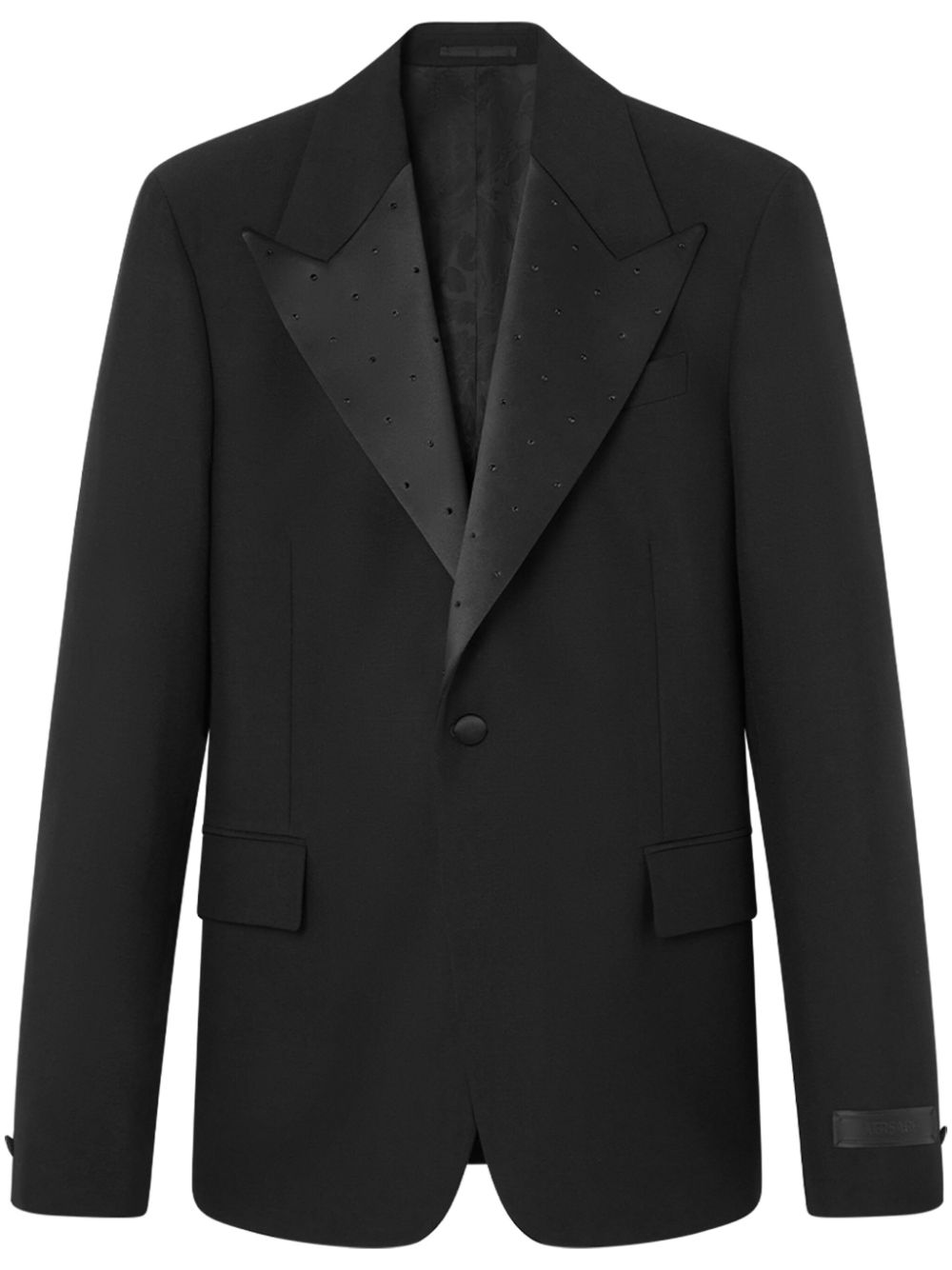 Satin-trim single-breasted blazer - Black