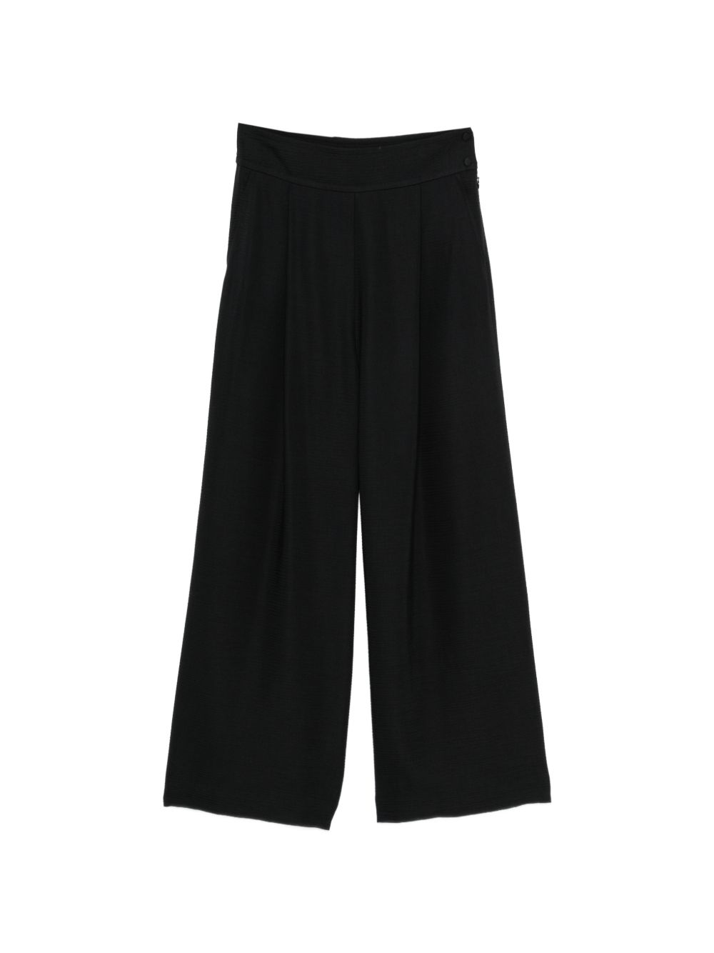 Wide-Leg Pleated Trousers — Black