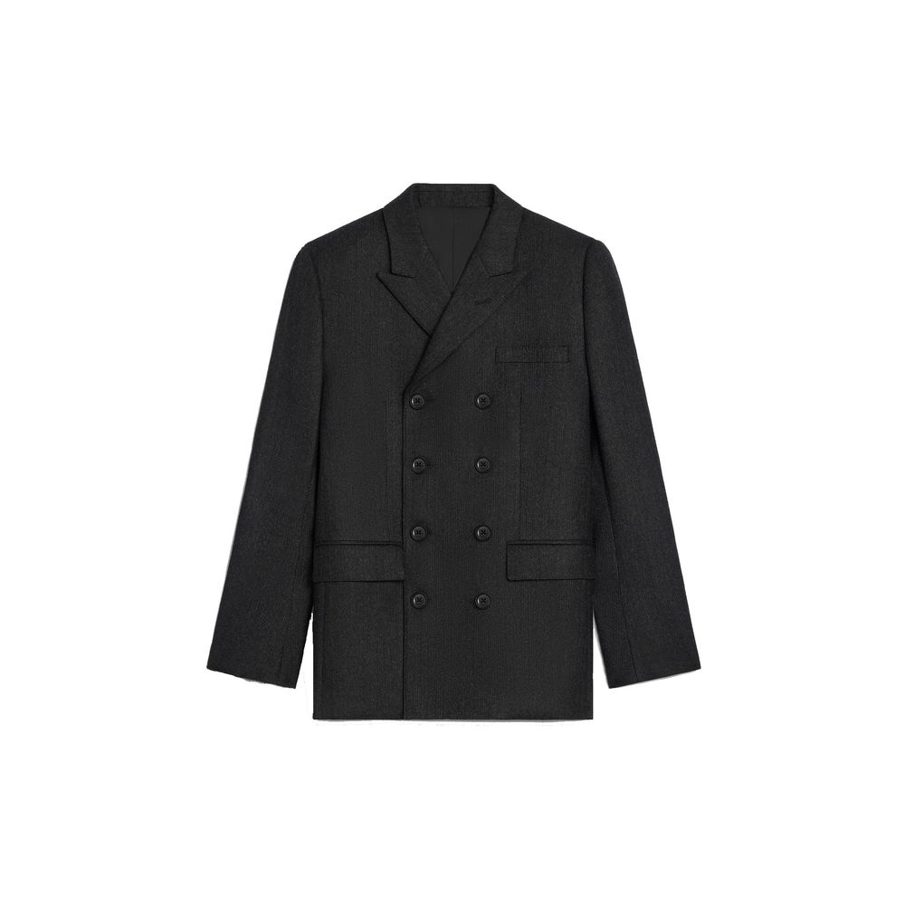 Double-Breasted Wool Blazer — Gray