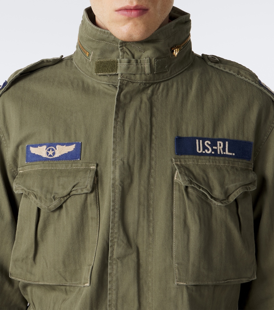Iconic patch-appliqué cotton field jacket