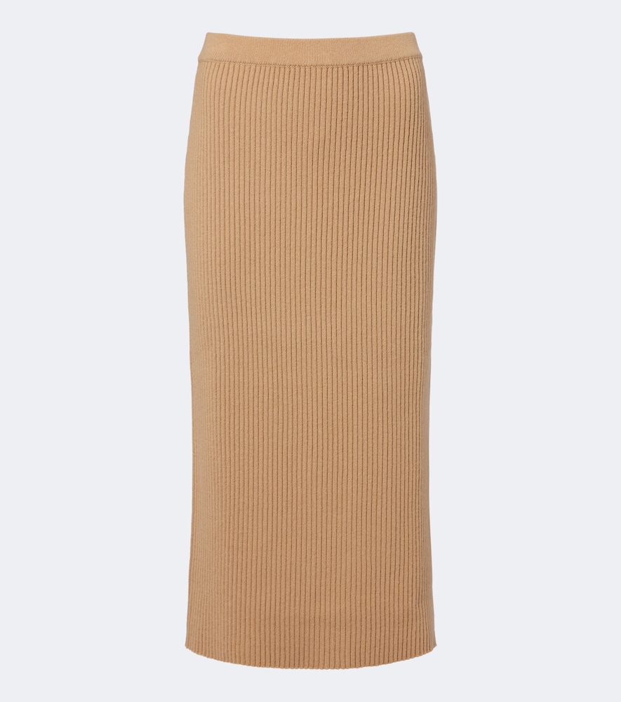 Virgin wool and cashmere midi skirt