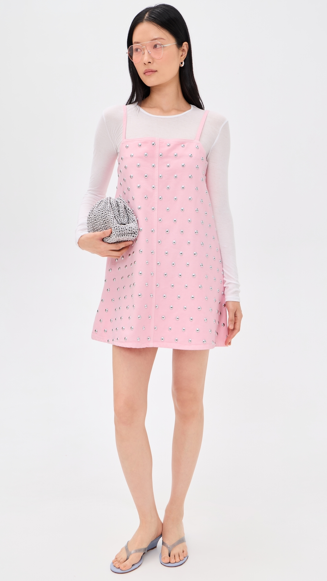 Studded Mini Dress Pink