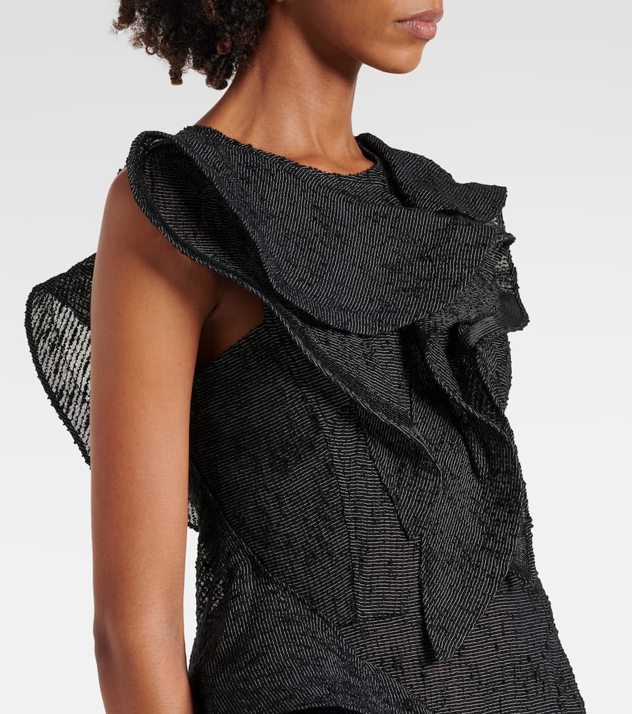 Spiral ruffled gown