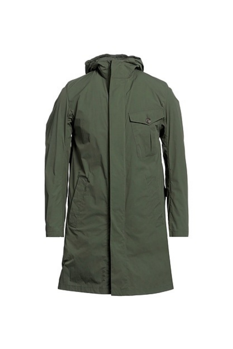 Long Nylon Parka Coat — Green