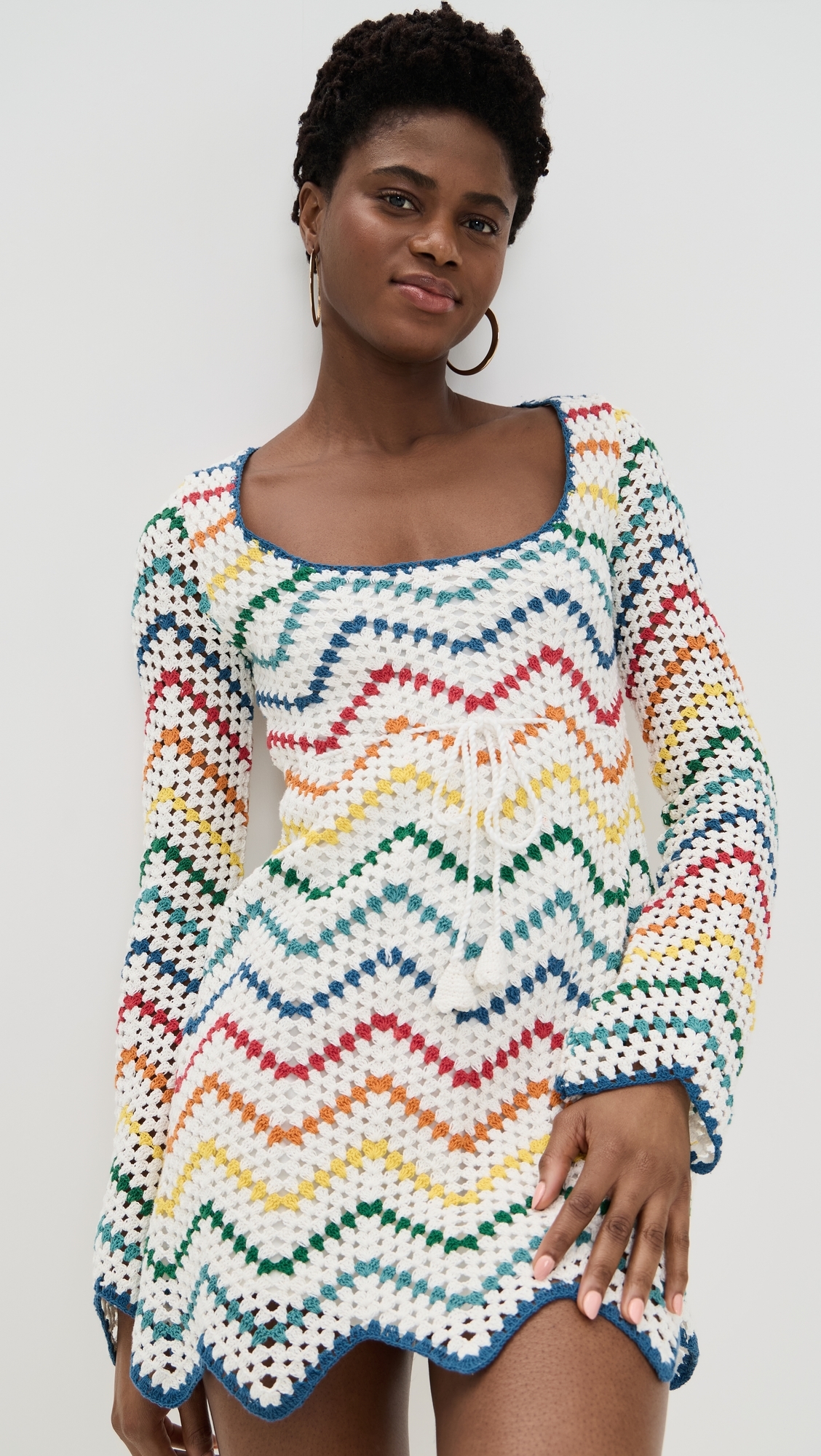 Siera Rainbow Crochet Mini Dress Multi