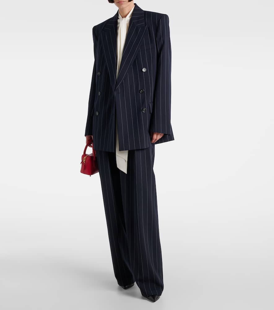 Pinstripe wool tapered pants