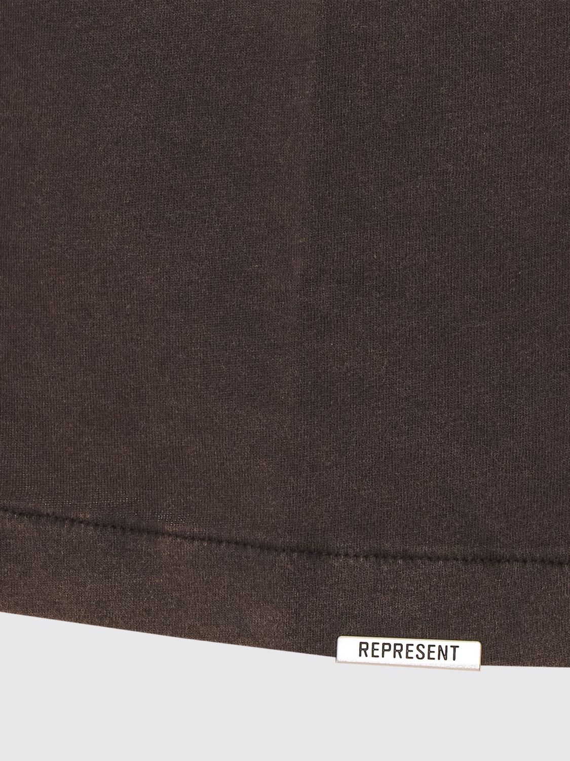 Crewneck T-Shirt in Brown Cotton with Contrast Logo on the Chest
