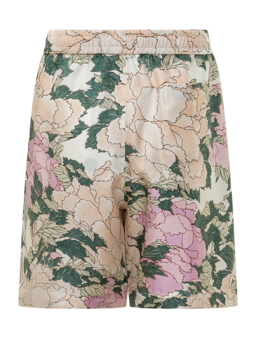 Beige Floral Shorts