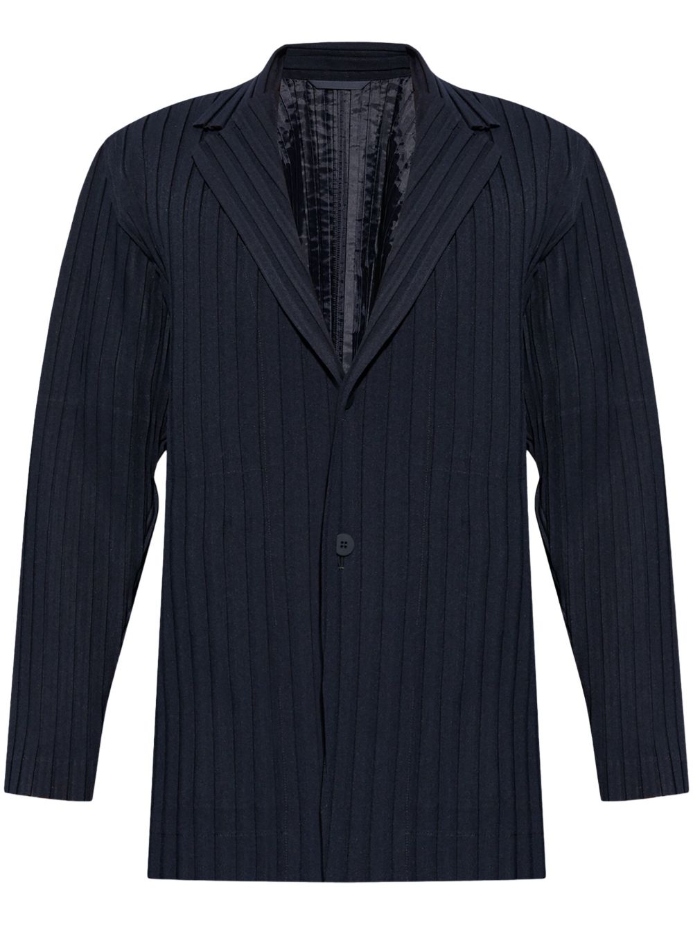 V-neck plissé jacket - Blue