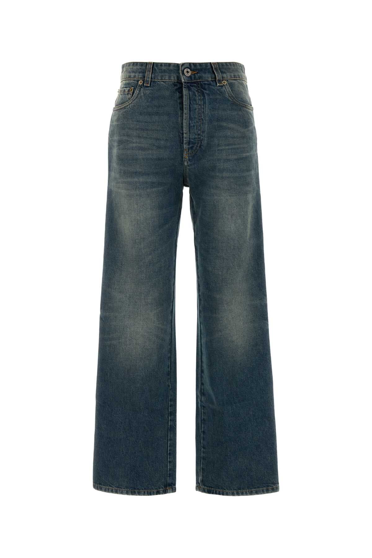 Wide-Leg Denim Jeans — Blue