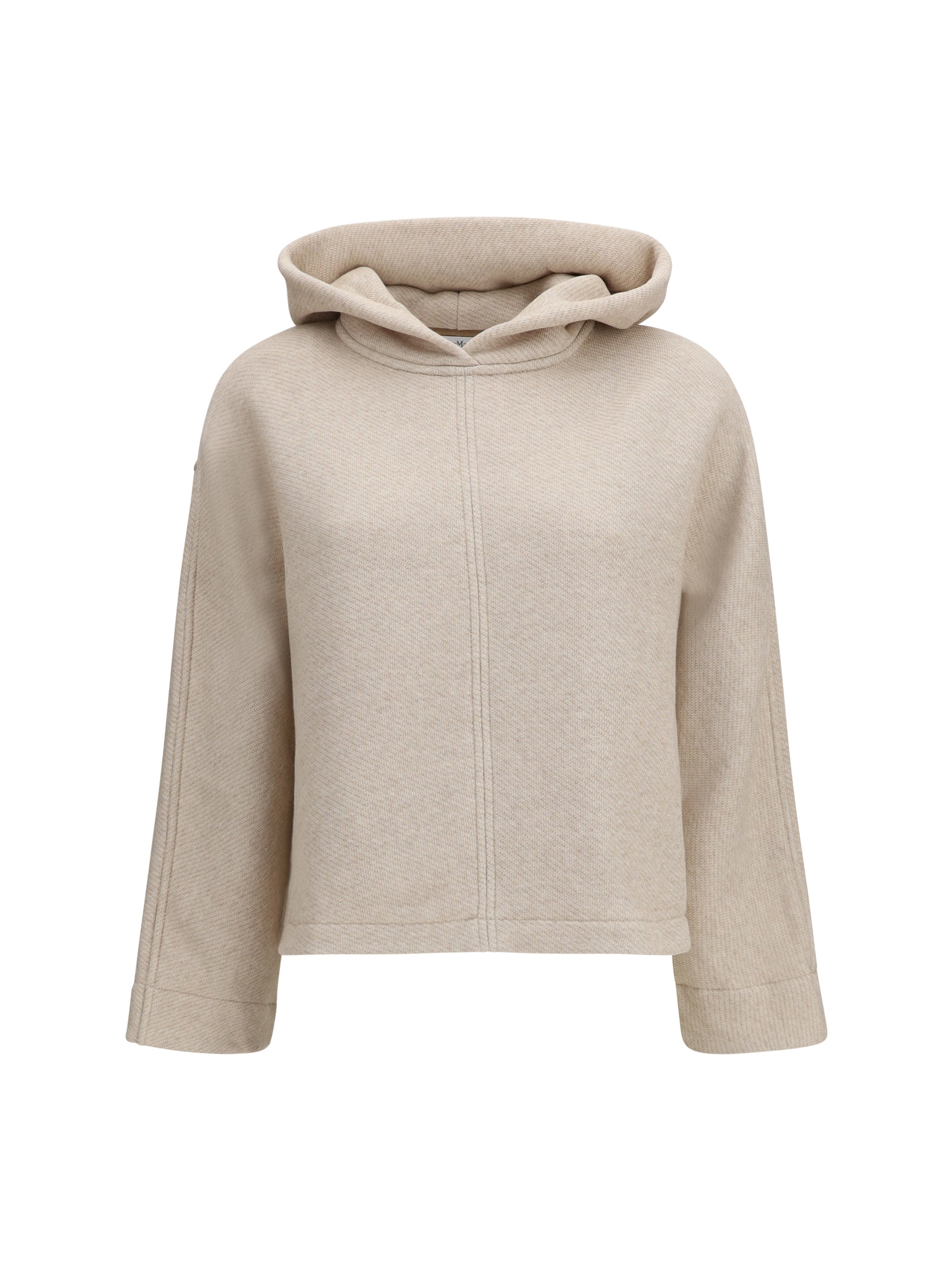 Hooded Cotton-Blend Sweatshirt — Beige