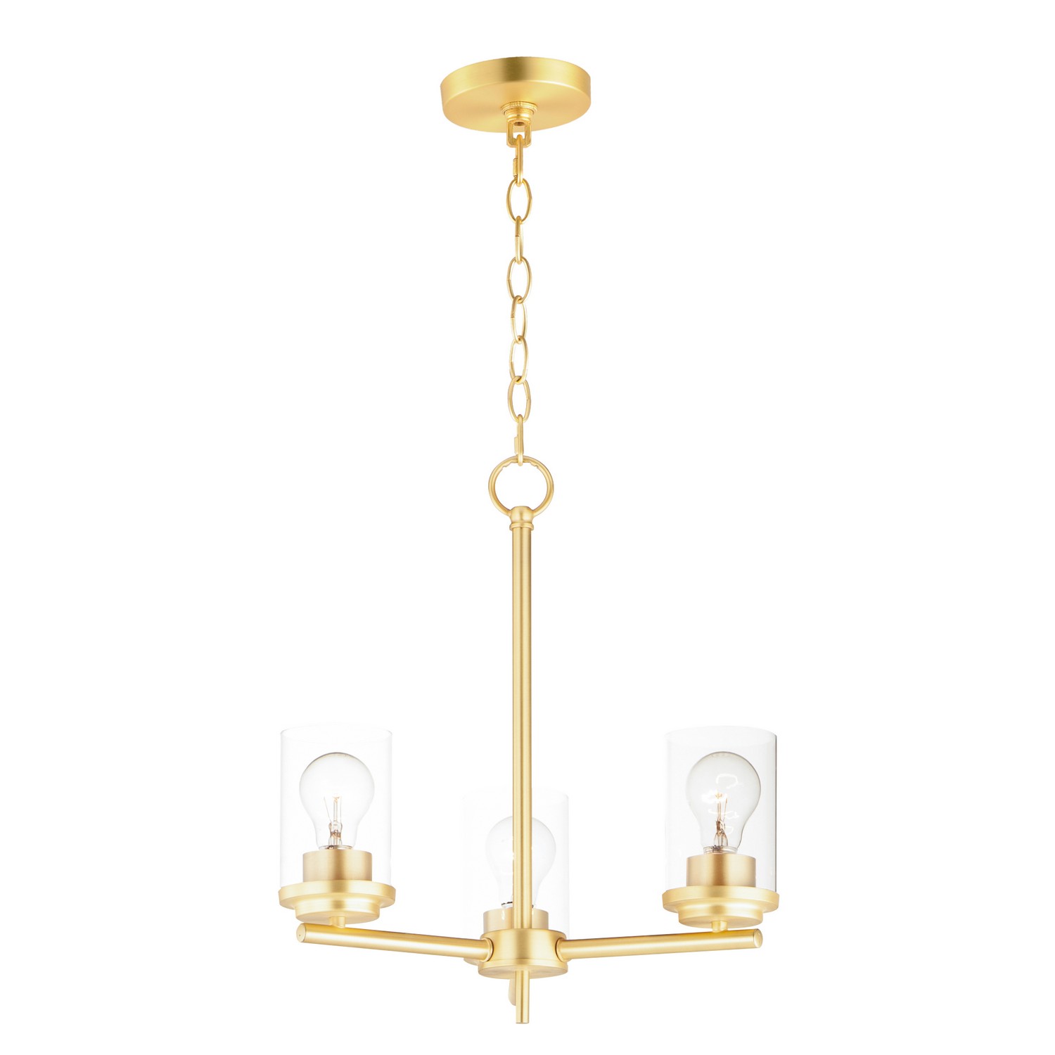 Satin Brass Three Light Chandelier from the Corona Collection