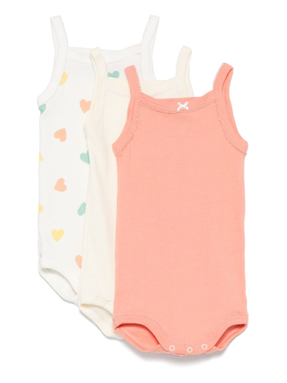 Petit Bateau cotton bodysuits (set of three) - Yellow