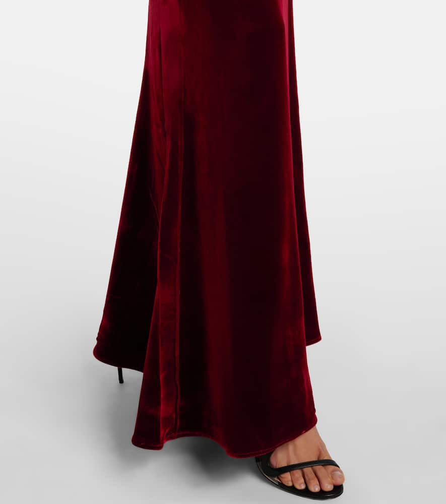 Off-shoulder velvet gown